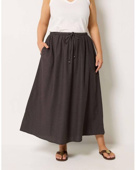 Yours Clothing Brown Linen Maxi Skirt