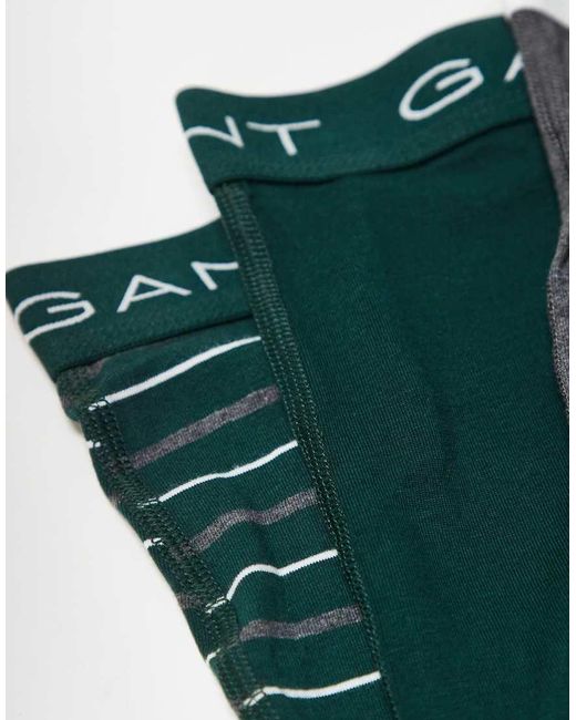 Gant Green 3-pack Stripe Trunks With Logo Waistband for men
