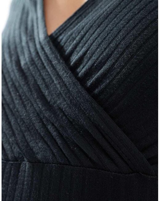 Mama.licious Blue Mamalicious Maternity Short Sleeved Ribbed Jersey Maxi Dress