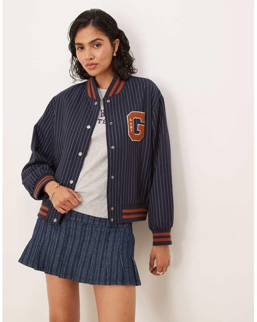 Gant Bomberjack Met Varsity-Logo in het Blue