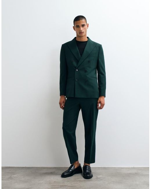 ASOS Regular Double Breasted Blazer in het Green voor heren
