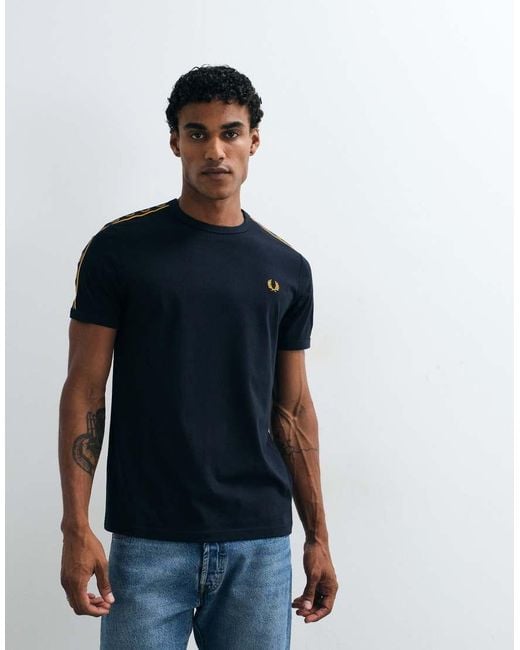 Fred Perry Blue Contrast Tape Ringer T-Shirt for men