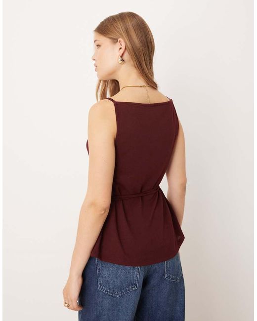 ASOS Tanktop Met Boothals En Gestrikte Taille in het Blue