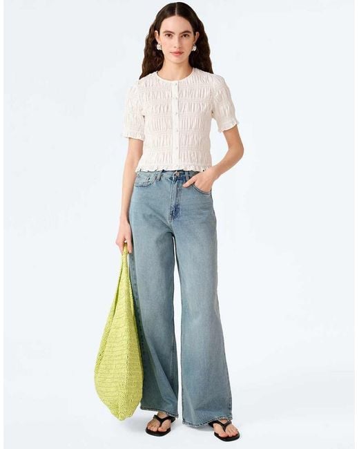 OMNES White Burke Cropped Cotton Top