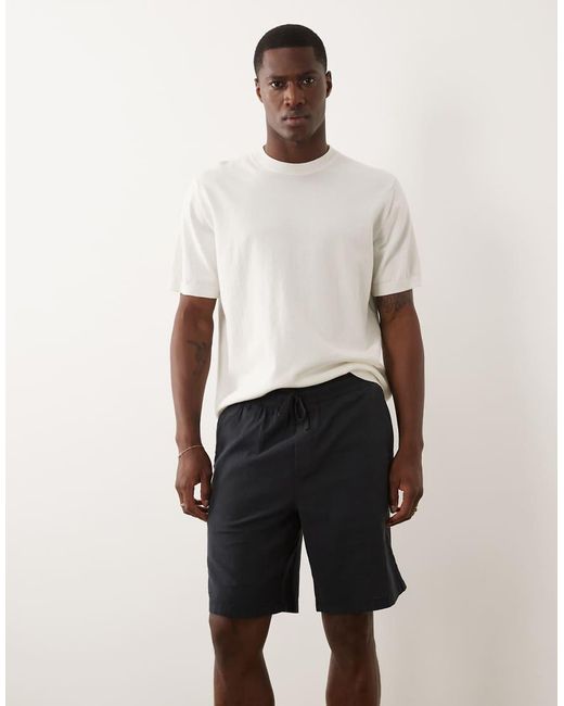 Jack & Jones White Linen Mix Drawstring Shorts for men