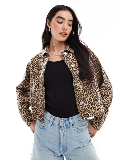 ONLY Brown Cropped Denim Jacket