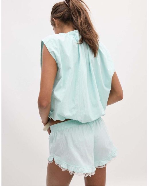 Stradivarius Blue Ruffled Shorts