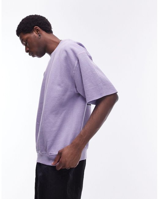 Sweat oversize à manches courtes avec numéro imprimé - lilas délavé Topman pour homme en coloris Purple