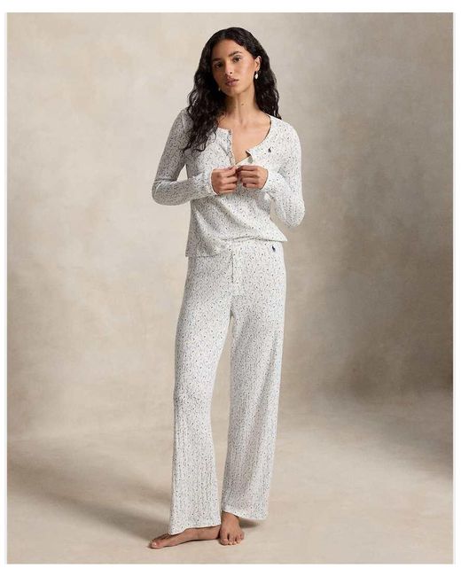 Polo Ralph Lauren Natural Pointelle Henley Pyjama Set