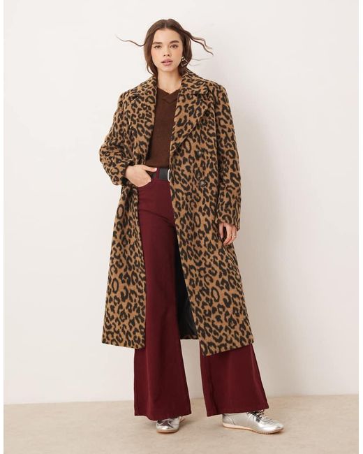 Miss Selfridge Brown Brushed Oversized Maxi Coat
