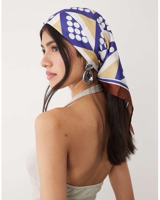 ASOS Brown Medium Headscarf Geo Dot Print