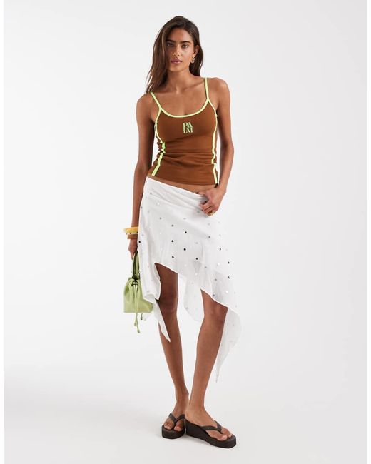 ASOS Brown Contrast Strap Cami With Palm Graphic