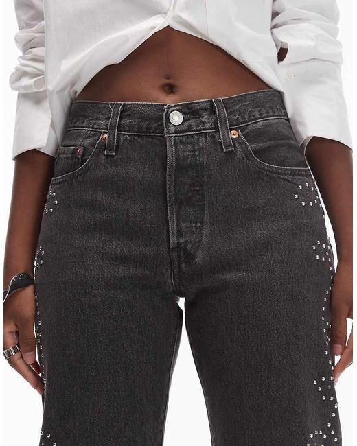 Levi's White 501 '90s Straight Studded Jeans