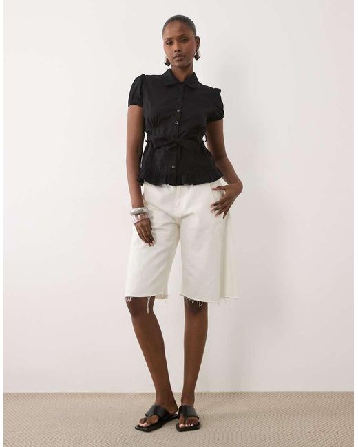 Motel Black Closie Puff Sleeve Blouse