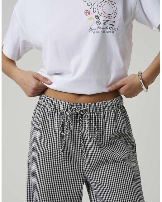 Brave Soul Gray Cotton Gingham Straight Leg Trousers