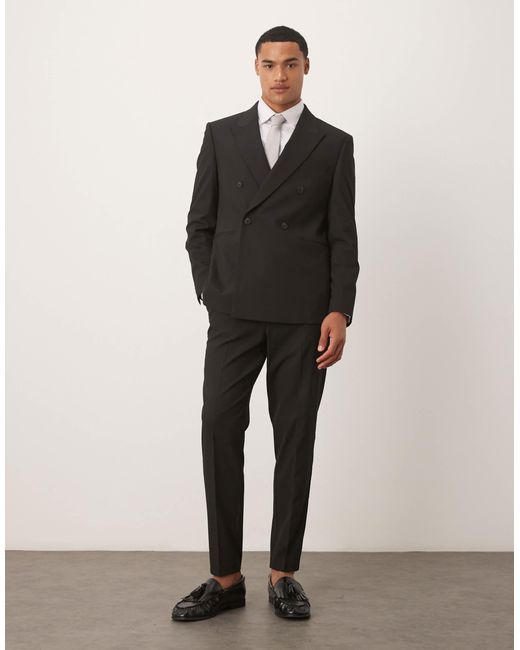 ASOS Black Double-breasted Regular Suit Jacket for men