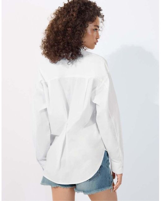 Stradivarius Blue Adjustable Regular Poplin Shirt