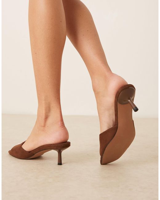 Hyped - mules à petit talon en suédine - chocolat ASOS en coloris Natural