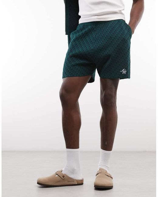 Alma de Ace Green Rezio Knit Shorts Co-Ord for men