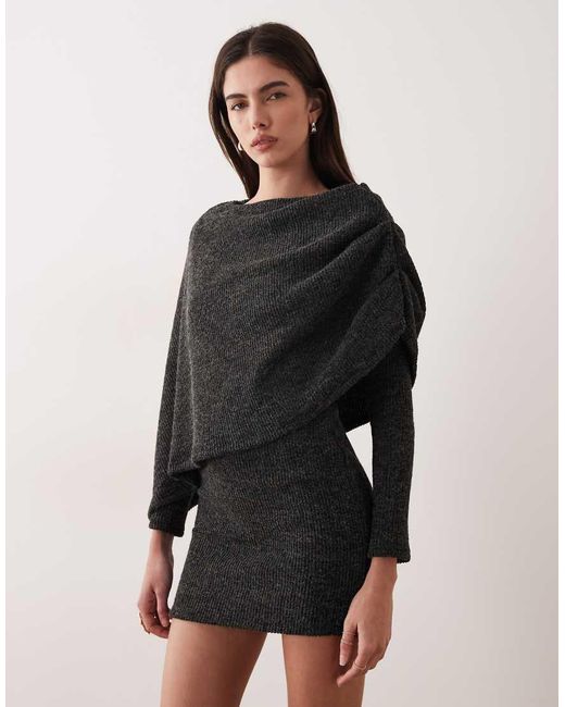 ASOS Black Brushed Rib Cape Mini Dress
