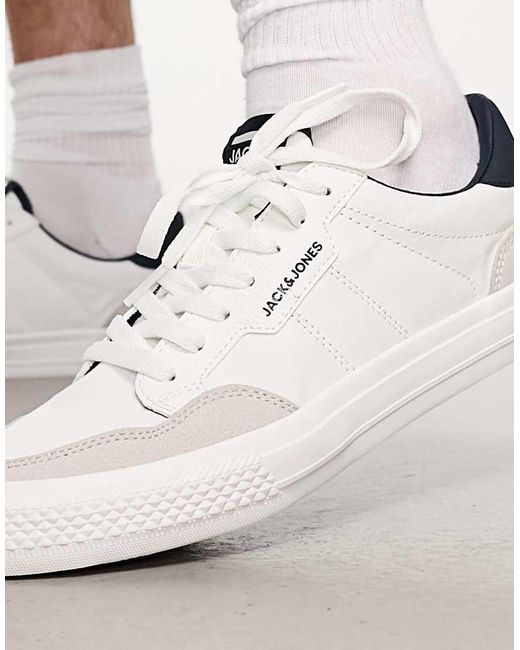 Jack & Jones Blue Canvas Trainer With Contrast Panels for men