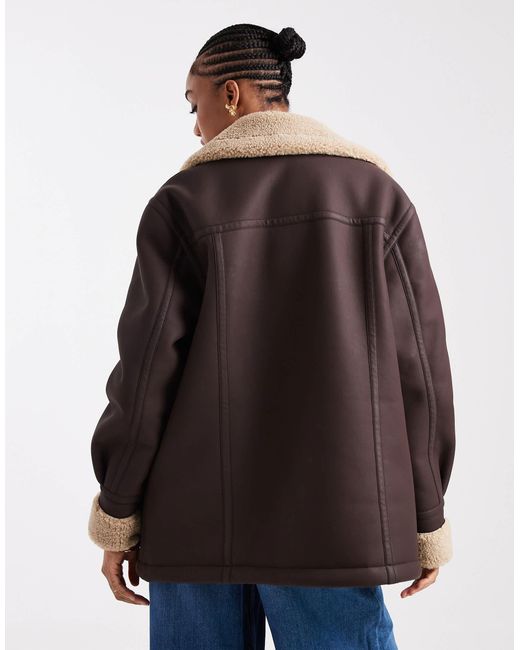 ASOS Blue Asos Design Tall Leather Look Mid Length Bonded Jacket