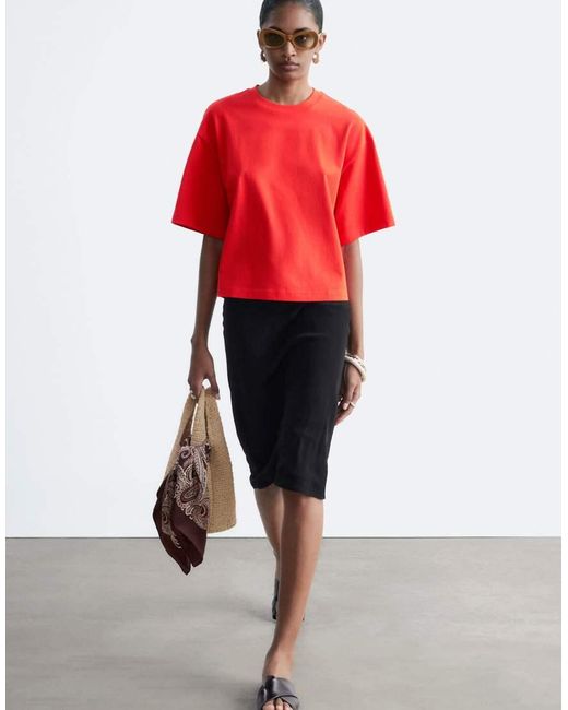 & Other Stories Red Boxy Oversized T-shirt