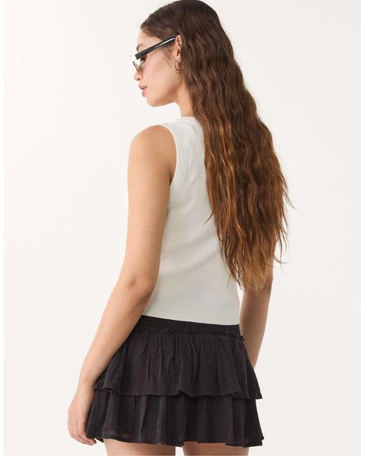 Stradivarius Natural Flowing Skort With Ruffles