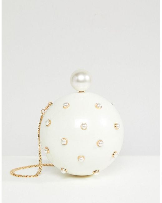 ASOS White Pearl Sphere Clutch Bag