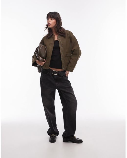 Mango Green Wax Collared Jacket