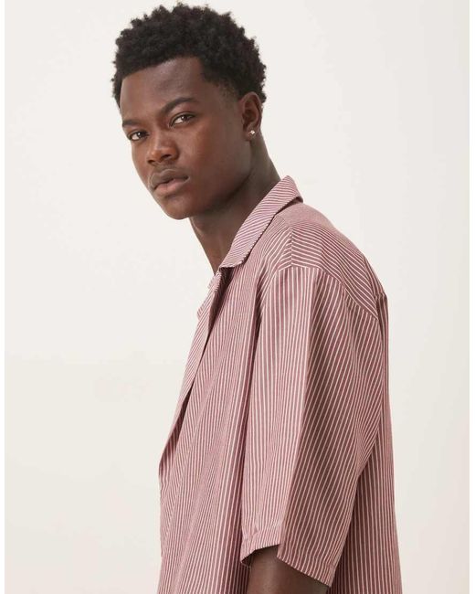 ASOS Pink Boxy Oversized Revere Shirt for men