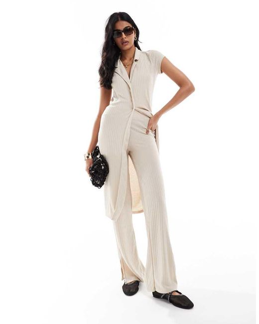 Vero Moda White Wide Leg Ribbed Jersey Trouser Co-Ord