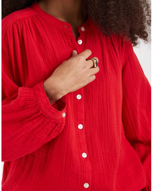 Gap Red Oversized Linen Look Shirt