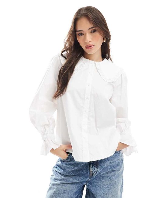 Glamorous White Statement Collar Blouse