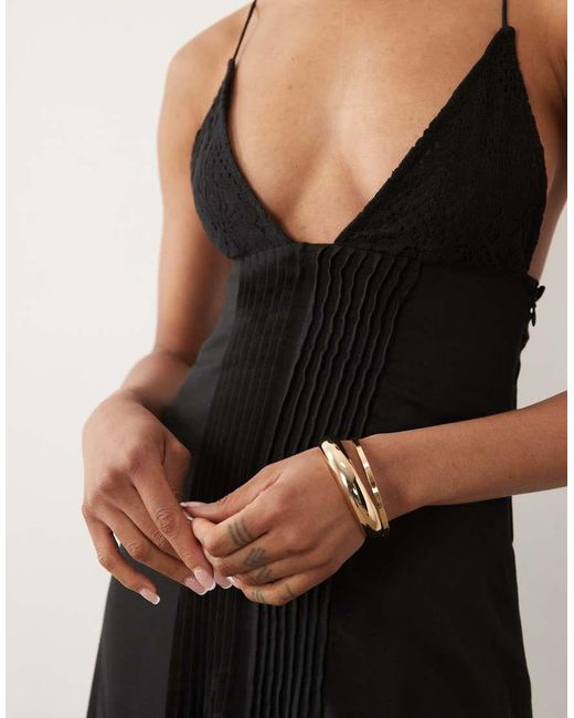 ASOS Black Genie Lace Pleated Maxi Sundress