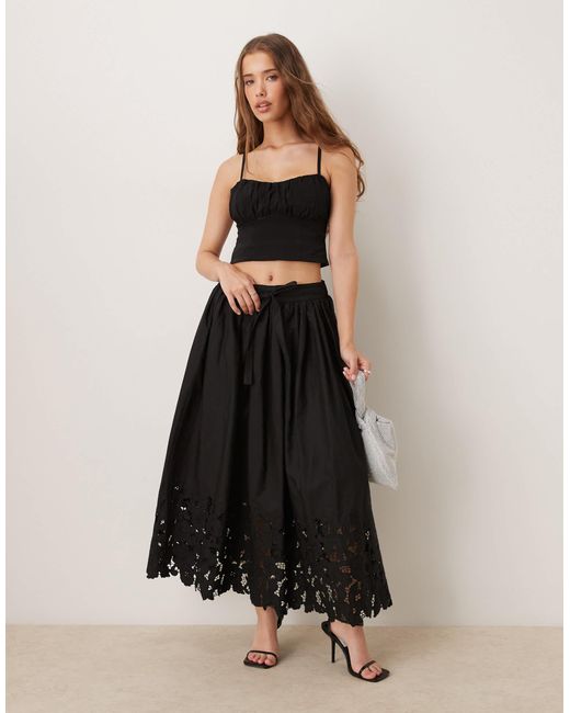 Sister Jane White Lace Embroidered Maxi Skirt