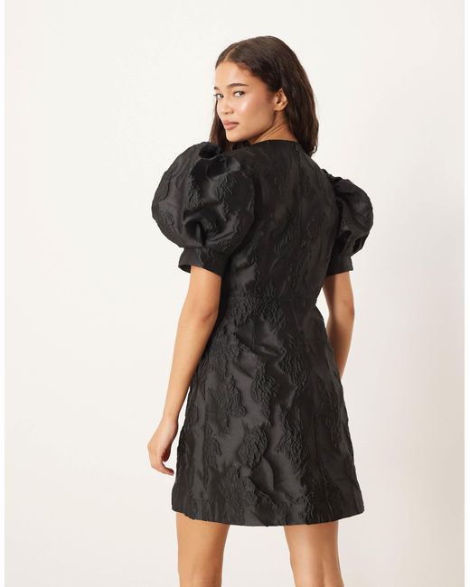 Sister Jane Black Anemone Jaquard Mini Dress