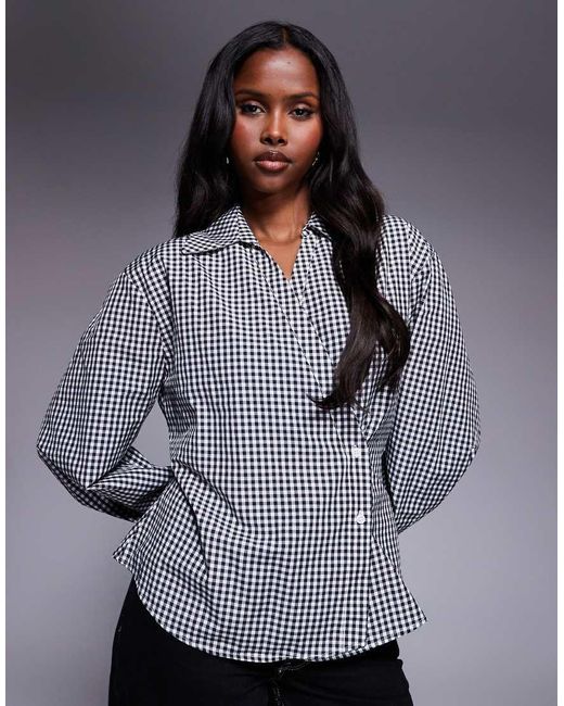 ASOS Gray Wrap Shirt With Cocoon Sleeve