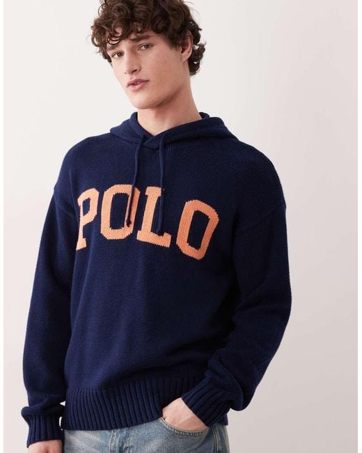 Polo Ralph Lauren Blue Knitted Hoodie for men