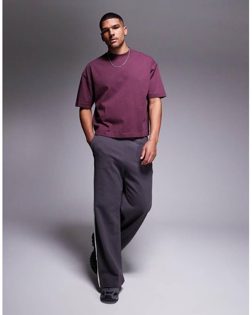 Camiseta Marrón Oscuro De Corte Cuadrado Extragrande De Tejido Grueso De 300 G/M2 Premium De ASOS de hombre de color Purple