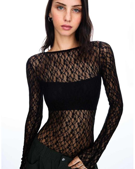 Bershka Black Long Sleeve Bodysuit