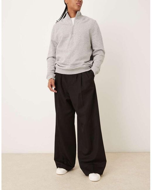 ASOS Black Smart Loose Leg Trousers With Triple Pleats for men