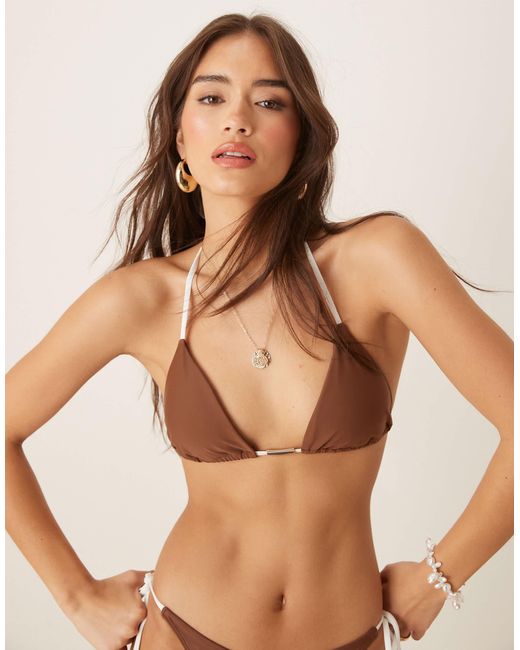 Abercrombie & Fitch Brown Swimwear Tie String Triangle Bikini Top Co-ord