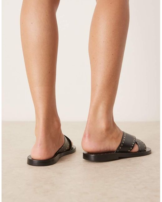Mango Natural Leather Studded Strap Sandal