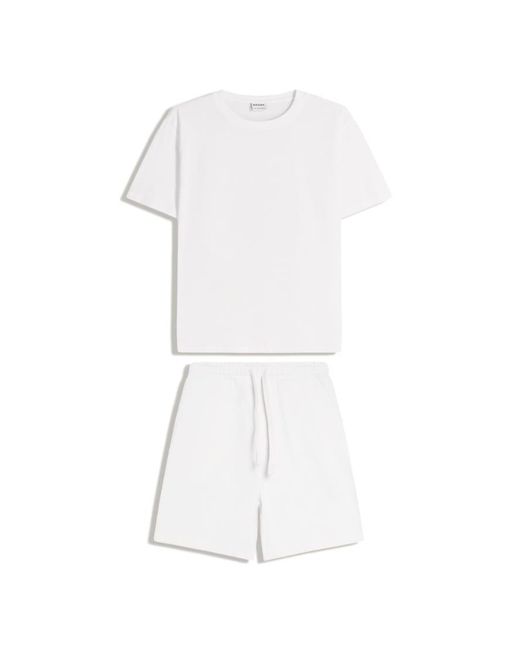 Bershka White Coordinated T-shirt And Shorts Set for men