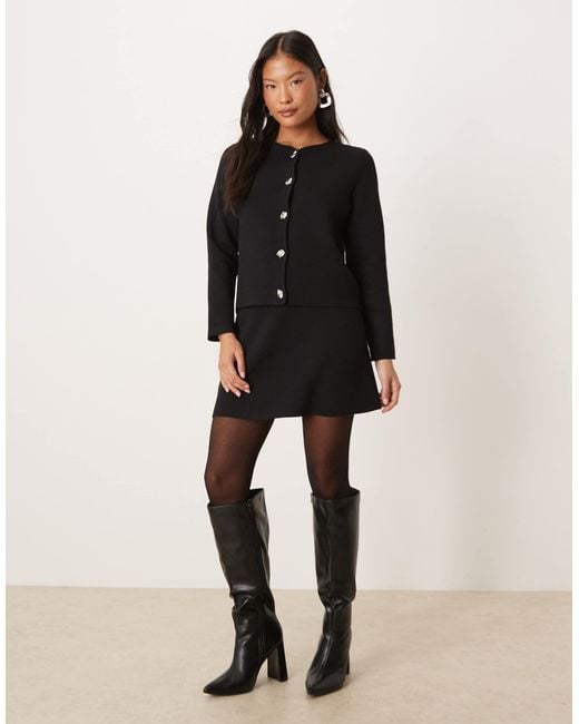 Vila Black Ribbed Mini Skirt
