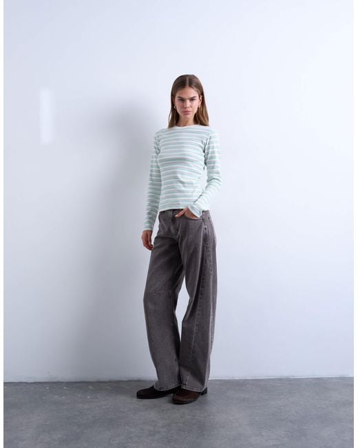 TOPSHOP White – langärmliges alltags-t-shirt