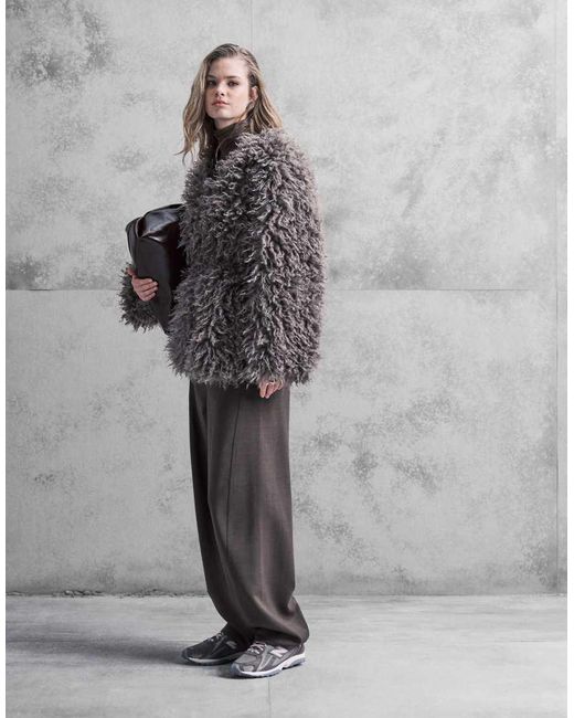 ONLY Gray Belt Detail shaggy Jacket