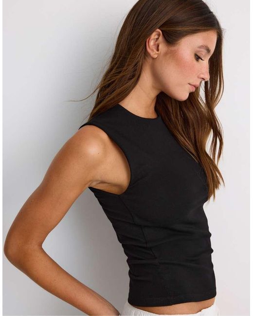 Stradivarius Black Basic Sleeveless T-Shirt