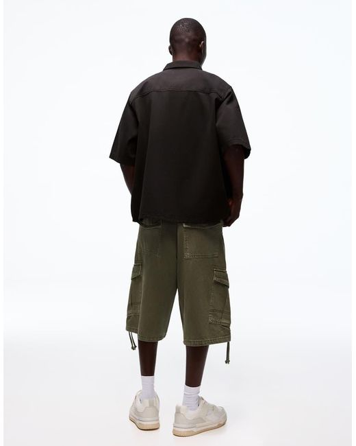 Bershka Black Boxy Short Sleeve Shirt for men